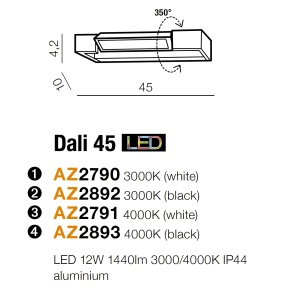 Aplica LED pentru baie directionabila 4000K Dali 45 alba 71185 universul-luminii.ro