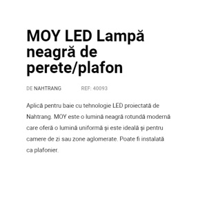 Aplica LED perete/tavan pen negru mattru baie IP44 MOY black 201345 universul-luminii.ro