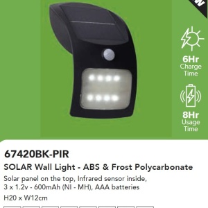 Aplica LED solara de exterior cu senzor de miscare IP44 Solar 223125 universul-luminii.ro
