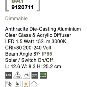 Aplica LED solara de exterior cu senzor miscare IP65 BAY 190635 universul-luminii.ro