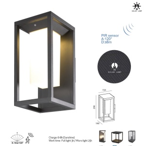 Aplica LED solara iluminat exterior cu senzor de miscare IP54 MERIBEL 136125 universul-luminii.ro