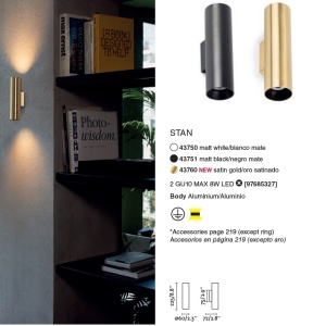 Aplica perete ambientala design modern STAN 2L auriu satin 43760 43225 universul-luminii.ro