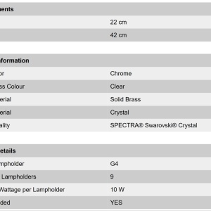 Aplica perete cristal Swarovski Spectra design modern de lux GALAXY 9L crom 95645 universul-luminii.ro