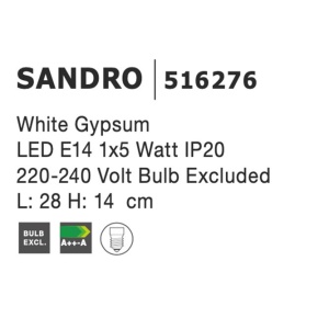 Aplica perete cu iluminat ambiental gips alb SANDRO 84925 universul-luminii.ro