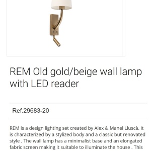 Aplica perete cu reader LED design clasic REM auriu/bej 91765 universul-luminii.ro
