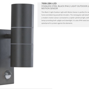 Aplica perete exterior cu senzor de miscare Up and Down 7008-2BK-LED SRT 61515 universul-luminii.ro
