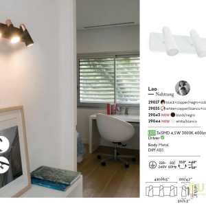 Aplica perete LED moderna cu 3 spoturi LAO neagra 29043 52045 universul-luminii.ro