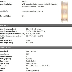 Aplica perete LUX Sparks L, alama antic/ alabastru 209325 universul-luminii.ro