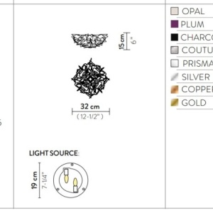 Aplica perete sau tavan design unicat realizata manual Veli Mini Opal, 32cm 123235 universul-luminii.ro