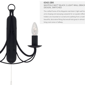 Aplica perete traditionala stil clasic Maypole negru 6342-2BK SRT 64215 universul-luminii.ro