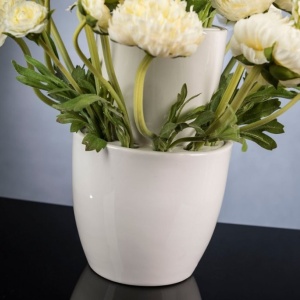 Aranjament floral, decor festiv design LUX, BABILON RANUNCOLO Small 50cm, alb - Img 2