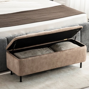 Bancheta cu spatiu de depozitare Catifea bej, EN VOGUE 120cm - Img 5