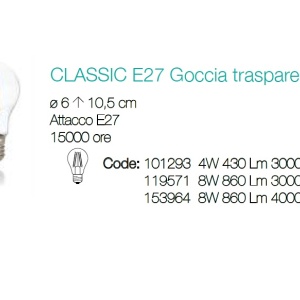 Bec LED E27 4W 3000K GOCCIA TRASPARENTE 101293 - Img 4