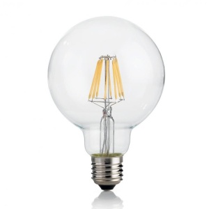 Bec LED E27 8W GLOBO D95 TRASPARENTE 3000K 101323