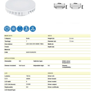 Bec LED GX53 9W 4000K 740lm - Img 3