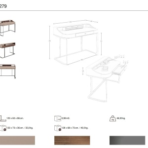 Birou deosebit design LUX Walnut-Leatherette Mink - Img 8