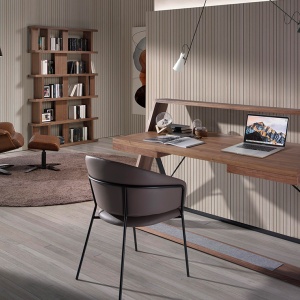 Birou elegant design LUX furnir de nuc si otel Office Walnut - Img 5