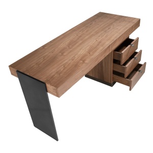 Birou elegant design LUX furnir de nuc si otel Office Walnut - Img 7