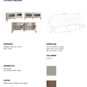 Bufet design modern cu iluminare interioara Gray and Walnut - Img 8