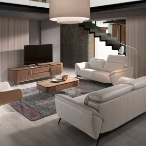 Canapea 2 locuri eleganta, design italian Cowhide leather taupe grey - Img 4