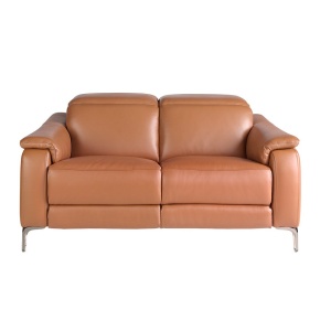 Canapea 2 locuri eleganta, design LUX cu functia relax Cowhide brown leather - Img 9