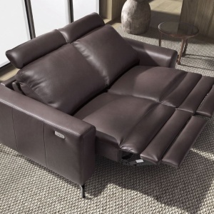 Canapea 2 locuri, functie relax, tapitat cu piele Chocolate Brown - Img 2
