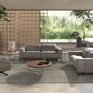 Canapea 3 locuri design italian, Functia Relax, Cowhide gri - Img 6