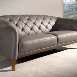 Canapea 3 locuri design LUX Chester Grey Leather - Img 7