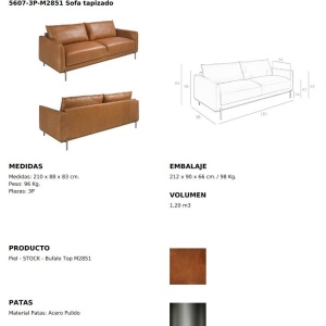 Canapea 3 locuri eleganta, design LUX Buffalo brown - Img 10