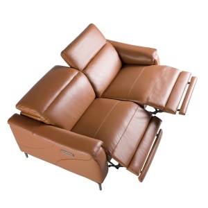 Canapea 3 locuri eleganta, design LUX cu functia relax Cowhide brown leather - Img 7