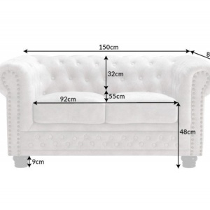 Canapea clasica stil englezesc Chesterfield 2 locuri, sampanie - Img 7