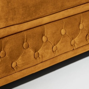Canapea clasica stil englezesc Chesterfield 3 locuri, galben mustar - Img 6