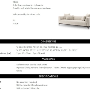 Canapea confortabila design LUX Brannan, Boucle chalk white - Img 11
