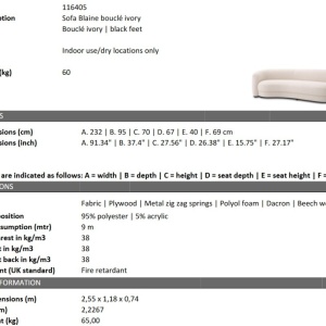 Canapea curbata design LUX Blaine, boucle ivory - Img 2