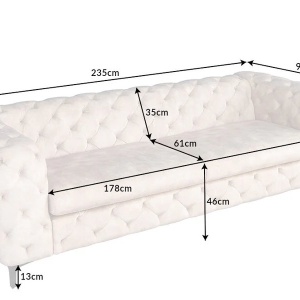 Canapea design Chesterfield, Catifea, Champagner, MODERN BAROCK - Img 7