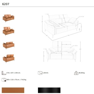 Canapea design LUX 2 locuri Brown Leather - Img 12