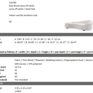 Canapea design LUX cu spatar rotunjit Rivolo, Lyssa off-white - Img 2