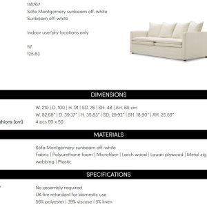 Canapea design LUX Montgomery, Sunbeam off-white - Img 9