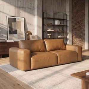 Canapea din piele naturala maro coniac BIG GEORGE 245cm, 3 locuri