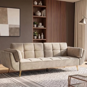 Canapea extensibila BOUTIQUE 215cm catifea champagne beige