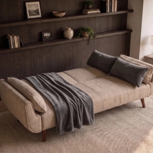 Canapea extensibila DIVANI 220cm catifea champagne beige - Img 3