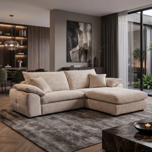 Canapea mare SOHO 260cm cu 4 locuri, material chenille bej - Img 3