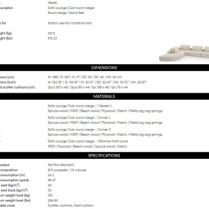 Canapea modulara design LUX Lounge Club, Nuoro beige - Img 11