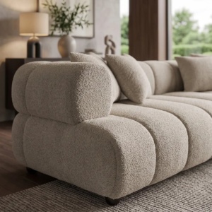 Canapea XXL ADLON 255cm, material boucle champagne greige - Img 5