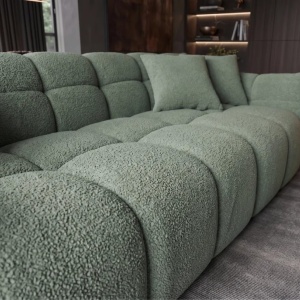 Canapea XXL CLOUD 260cm, material boucle verde salvie - Img 6