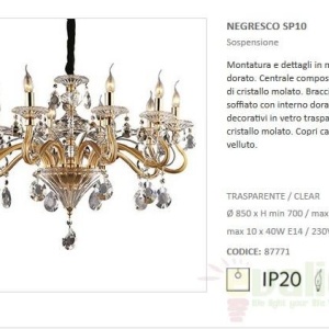 Candelabru 10 brate, cristal Venezian Negresco SP10 087771 58095 universul-luminii.ro