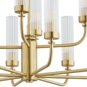 Candelabru 12 brate, alama periata, sticla canelata PRESTON 5086 - Img 2