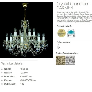 Candelabru 12 brate Cristal Bohemia Exclusive CARMEN 81845 universul-luminii.ro