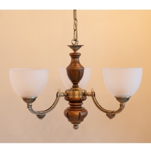 Candelabru 3 brate design italian din alama cu lemn 5640