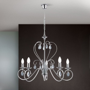Candelabru 5 brate stil clasic cu cristale K9 Alessia crom